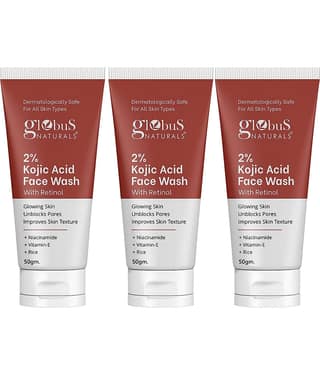 Globus Naturals 2% Kojic Acid Face Wash, With Retinol & Niacinamide,Suitable For All Skin Types,50Gm (Pack of 3)