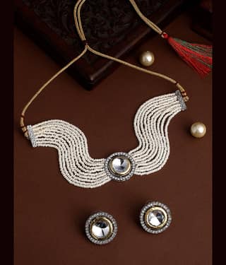 Asmitta Jewellery Golden Alloy Necklace Set ( Pack of 1 )