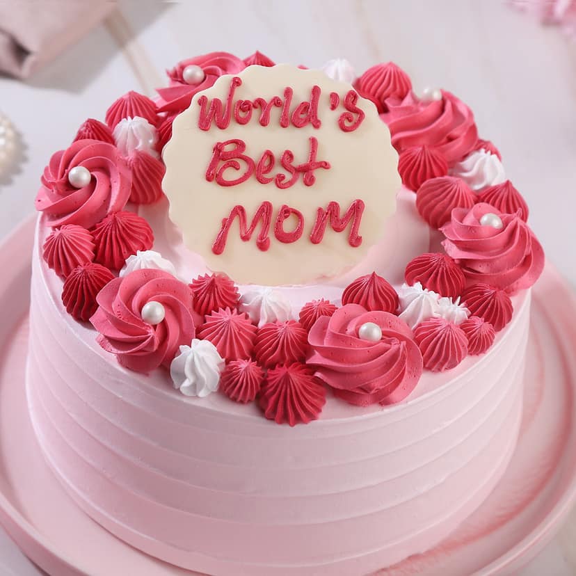 Blushing Love For Mom Cream Cake Half Kg view 3