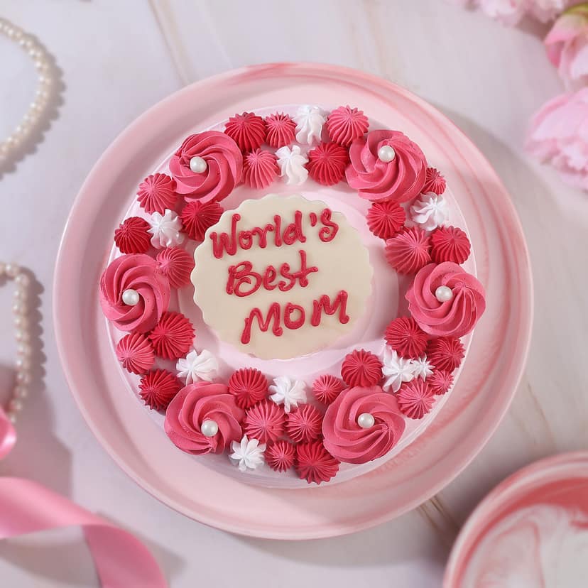 Blushing Love For Mom Cream Cake Half Kg view 5