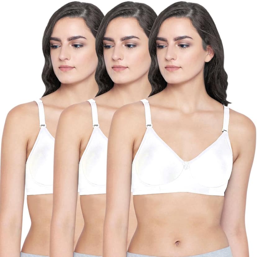 Bodycare Polycotton Non Padded Non wired Seamless cup bra-Pack of 3