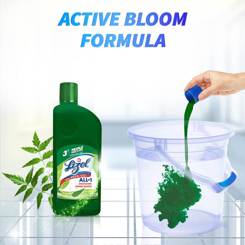 Lizol Disinfectant Surface & Floor Cleaner Liquid - Neem, 500 Ml view 2