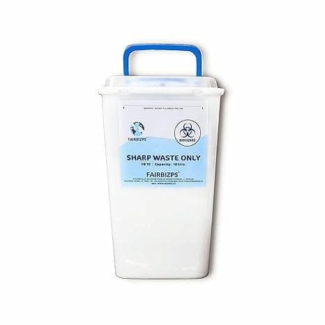 FAIRBIZPS Bio-Medical Sharps Container with Puncture Proof for Needles, Glass Waste and Metallic Implants-Capacity 10 LTR.
