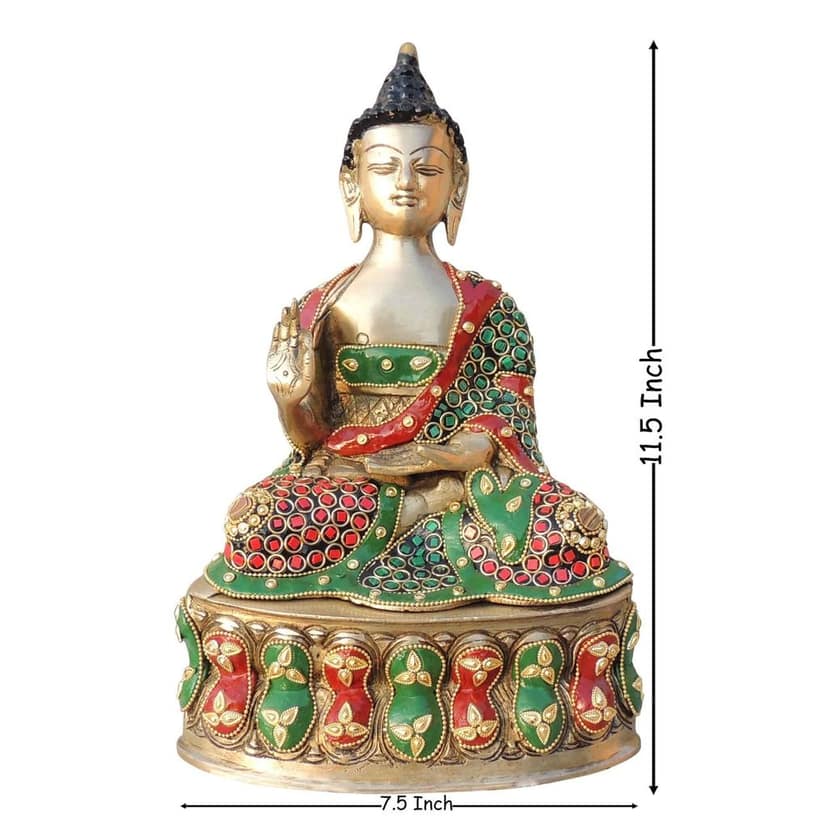 Brass Buddha Ji Meditation Statue - Home Decor Showpiece, Height : 11.5 Inch (BSMAS1547 E) view 2