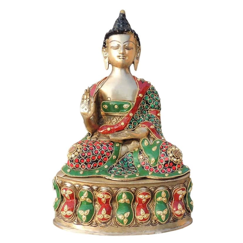Brass Buddha Ji Meditation Statue - Home Decor Showpiece, Height : 11.5 Inch (BSMAS1547 E) view 3