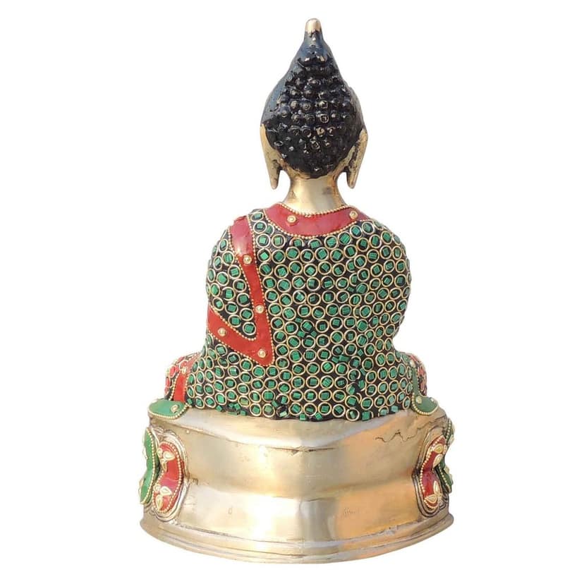 Brass Buddha Ji Meditation Statue - Home Decor Showpiece, Height : 11.5 Inch (BSMAS1547 E) view 4