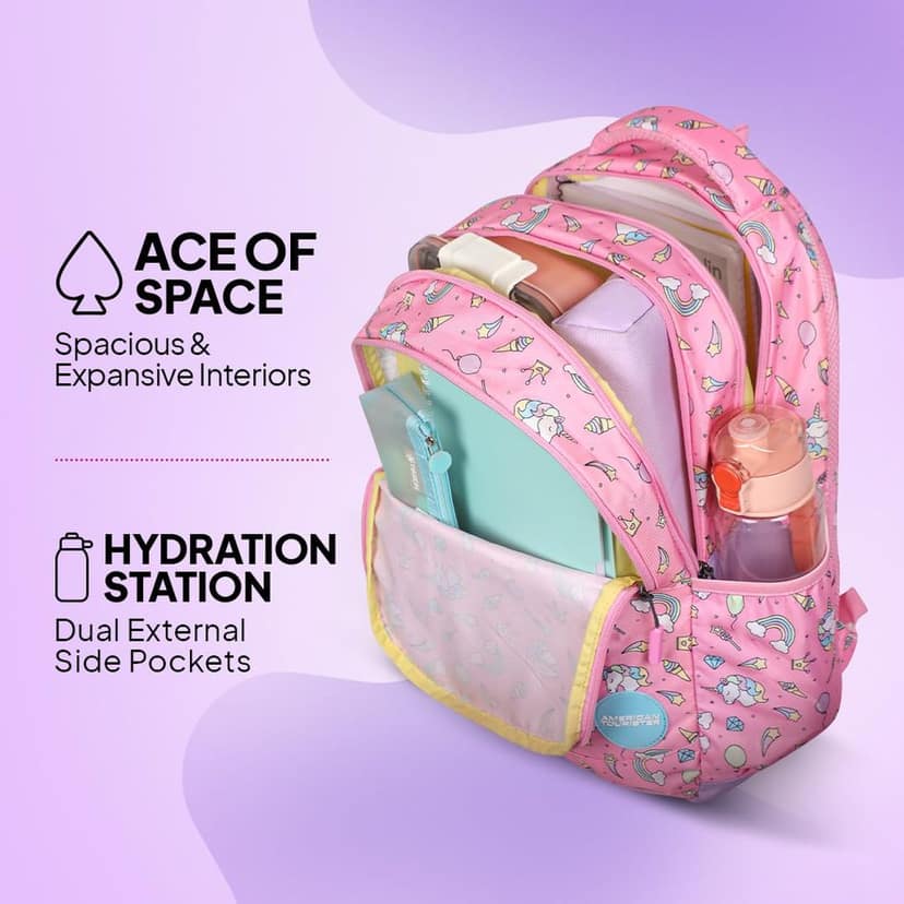 Starlet | 25.5L Backpack | School Bag | 3 Compartments | School Bag for Girls | Pink | 1 Year Global Warranty view 3