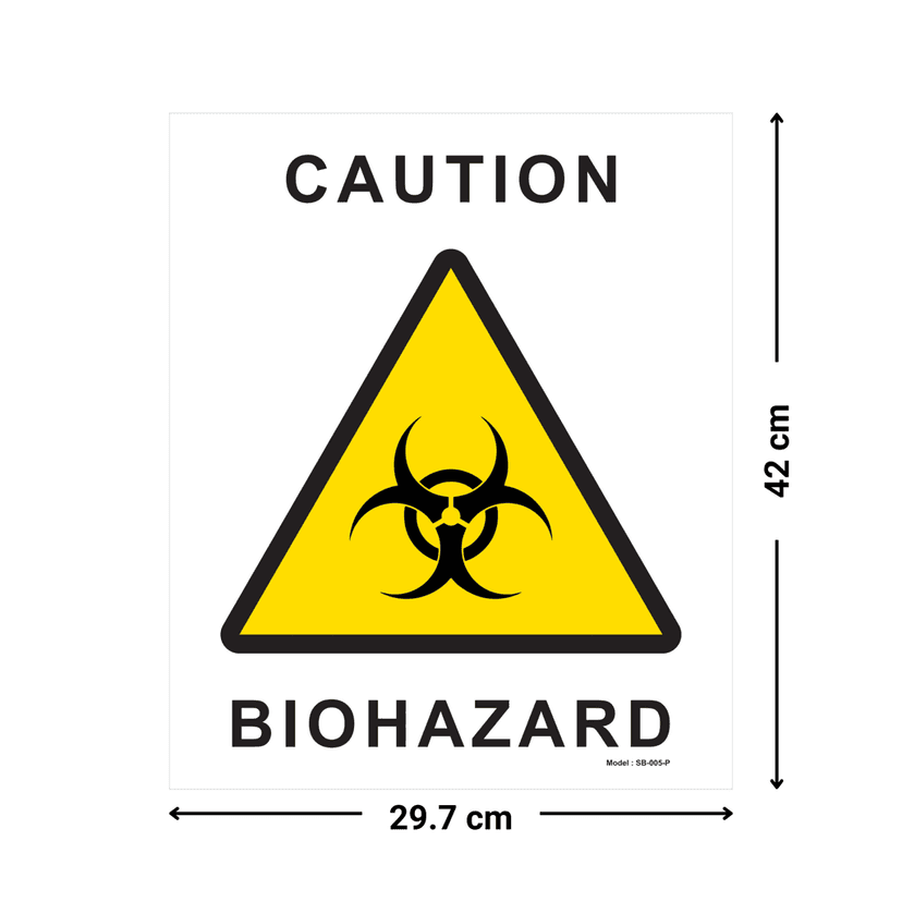Biohazard Caution Sticker A3 - High-Visibility Safety Labels with Yellow Triangle Symbol | Waterproof, (Pack of 5) view 2