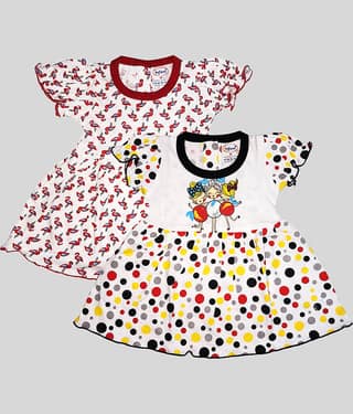 INFANT Pack of 2 Baby Girls Cotton Frock ( Blue & Black )