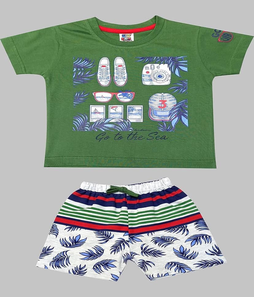 Kideon Pack of 1 Baby Boys 100% Cotton T-Shirt & Shorts ( Red )