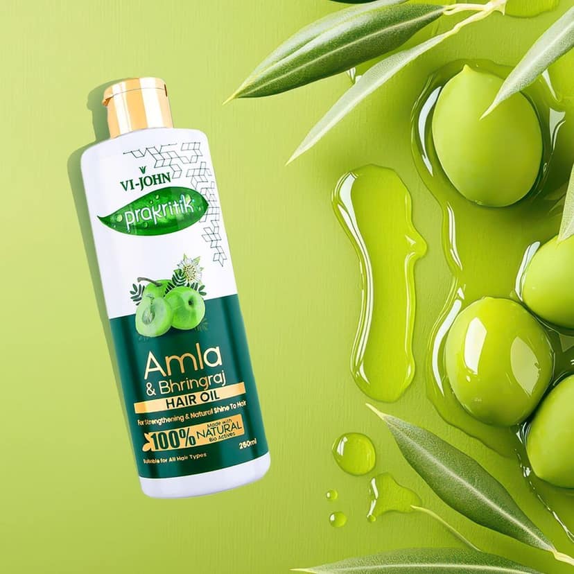 VI-JOHN Prakritik Amla & Bhringraj Hair Oil for Men & Women | 250ml |Repair Damage | Healthy Hair | 100% Natural Bio Actives view 4