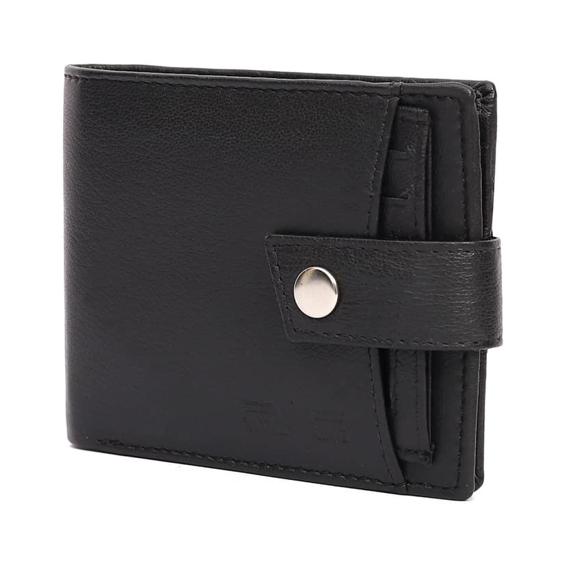 Vital King Men Travel Black Genuine Leather RFID Wallet (9 Card Slots)
