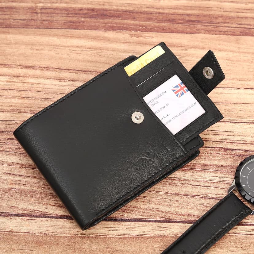 Vital King Men Travel Black Genuine Leather RFID Wallet (9 Card Slots) view 4
