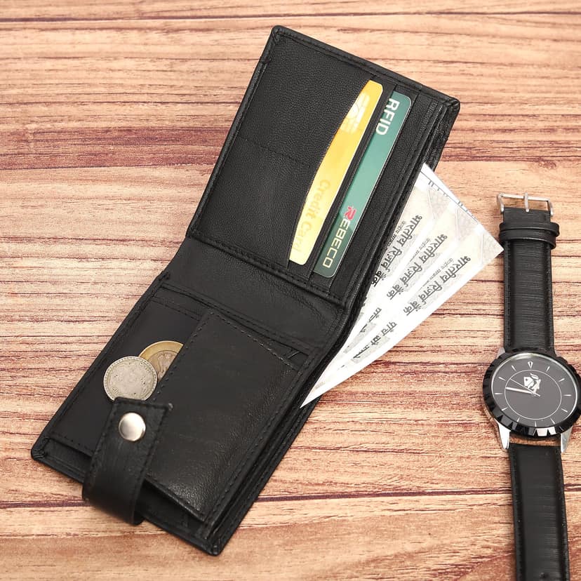 Vital King Men Travel Black Genuine Leather RFID Wallet (9 Card Slots) view 5