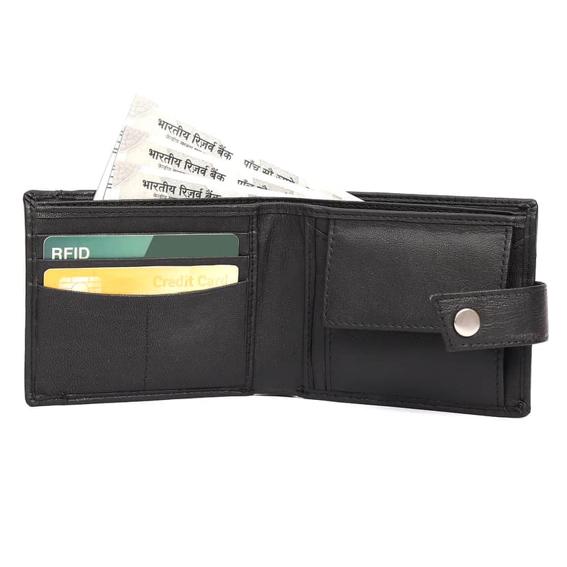 Vital King Men Travel Black Genuine Leather RFID Wallet (9 Card Slots) view 6
