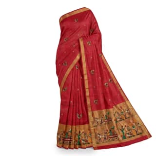 Red Peacock Sambalpuri Saree