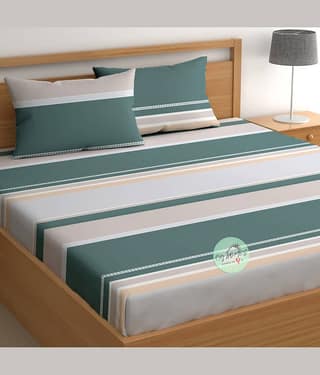 CG HOMES Microfiber 1 Double Bedsheet with 2 Pillow Covers ( Green )