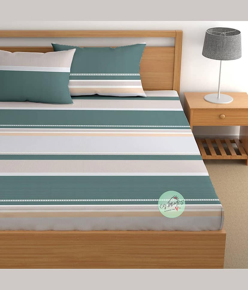 CG HOMES Microfiber 1 Double Bedsheet with 2 Pillow Covers ( Green ) view 2