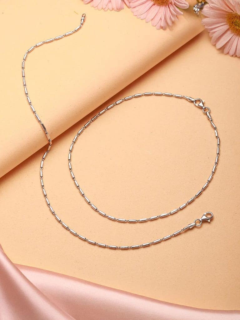 925 Sterling Silver Rhodium Plated Delicate Trendy Link Pair of Payal Anklet view 6
