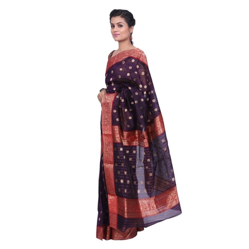 HANDLOOM CHANDERI SAREE- MERCERISED(COTTON+SILK MIX) WITH BLOUSE (SKU - 1SC207110620 SAREE- 58) view 2