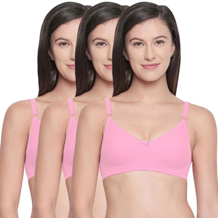 Bodycare Cotton Spandex Non Padded Non wired Perfect coverage bra-Pack of 3