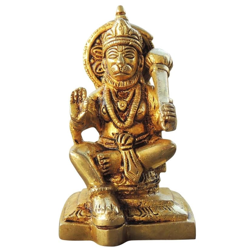 Brass Hanuman Ji Classic Decorative Statue - Handcrafted, Height : 4.5 Inch (BSMAS1333 F) view 2