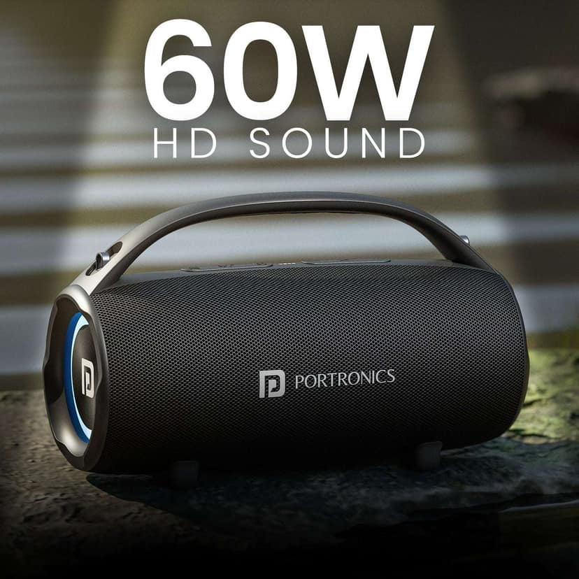 Portronics Thunder 2.0 60W Wireless Bluetooth Party Speaker with Dual Passive Radiator, Upto 6 Hours Playtime, Multiple EQ Modes, RGB LED Lights, TWS Mode, Bluetooth 5.3V, Type C Fast Charging view 3