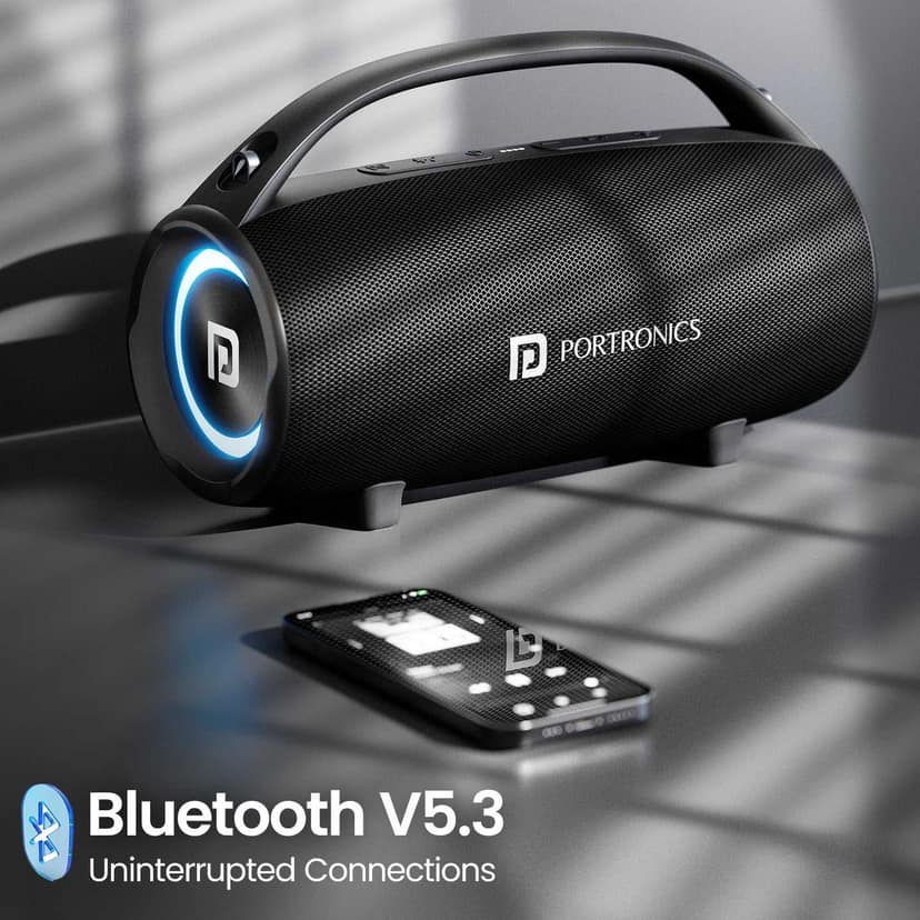Portronics Thunder 2.0 60W Wireless Bluetooth Party Speaker with Dual Passive Radiator, Upto 6 Hours Playtime, Multiple EQ Modes, RGB LED Lights, TWS Mode, Bluetooth 5.3V, Type C Fast Charging view 4