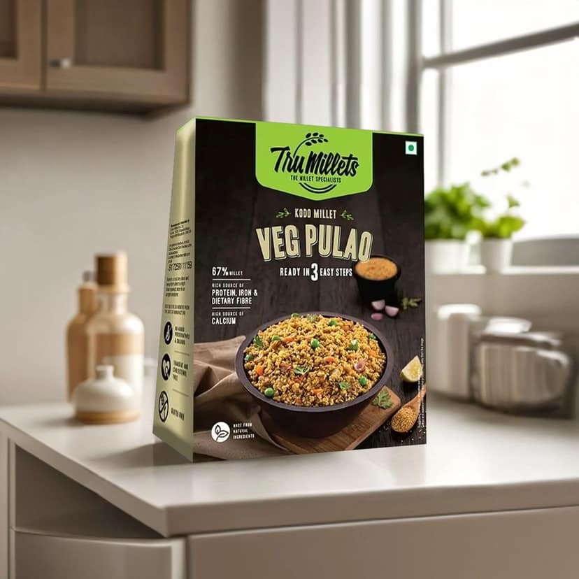 Trumillets 180gm Instant Kodo Millet Veg Pulao Mix With Rice | Traditional Masalas Mix | Ready to Cook | Tasty Ready to Eat Veg Pulao | No Artificial Colors and Flavours | No Palm Oil view 3