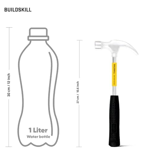 Buildskill Steel Shaft Hammer 8 Oz - Forged Steel Head for Superior Strength & Durability - Carpenter Tools for Wood Work, Home and Professional, 2 in 1 Combination Claw & Flat Head, 400gm (Pack of 1) view 3