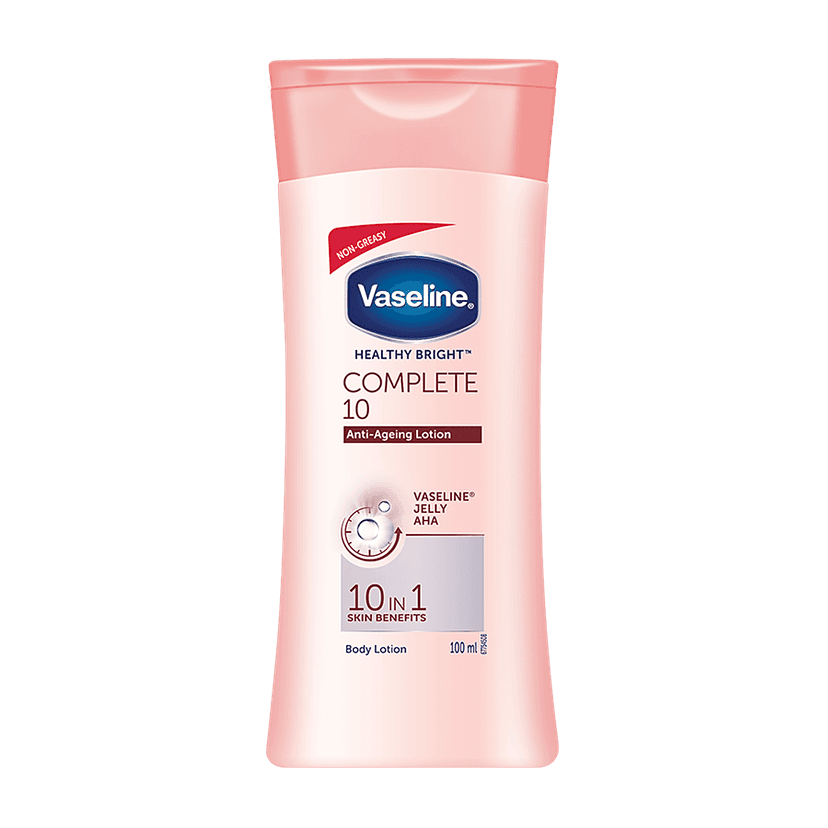 Vaseline Healthy Bright Complete 10 Anti-Ageing Body Lotion - 10 In 1 Skin Benefits + Vaseline Jelly, Aha, Non-Greasy, 100 Ml view 2