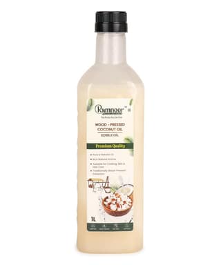 Ramnoor Pure Organic Wood Pressed Coconut Oil 1L | Cold Pressed | Virgin & Unrefined | Multipurpose Coconut Oil