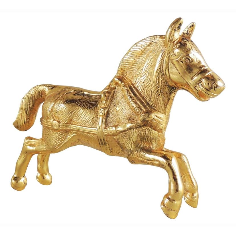 Stylish Aluminium Horse Decorative Statue For Table & Shelf, Height : 6.5 Inch (ASMAS222 G) view 3