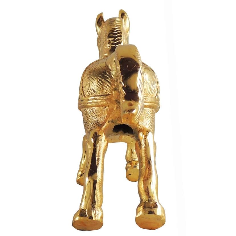 Stylish Aluminium Horse Decorative Statue For Table & Shelf, Height : 6.5 Inch (ASMAS222 G) view 4