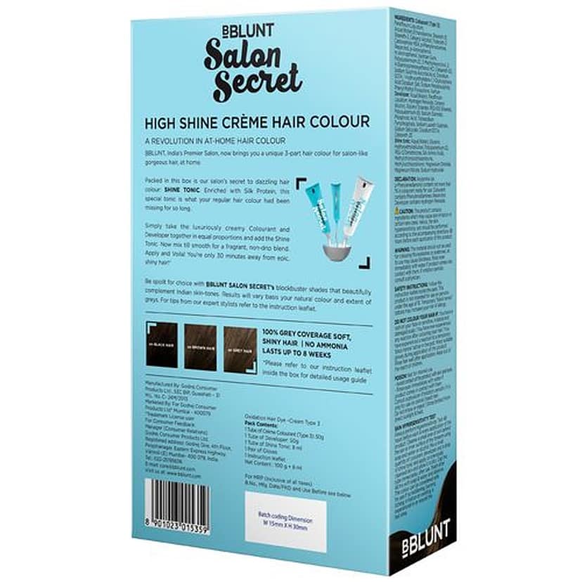 Bblunt Salon Secret High Shine Creme Hair Colour - Coffee, 100 G + 8 Ml Natural Brown 4.31 view 2