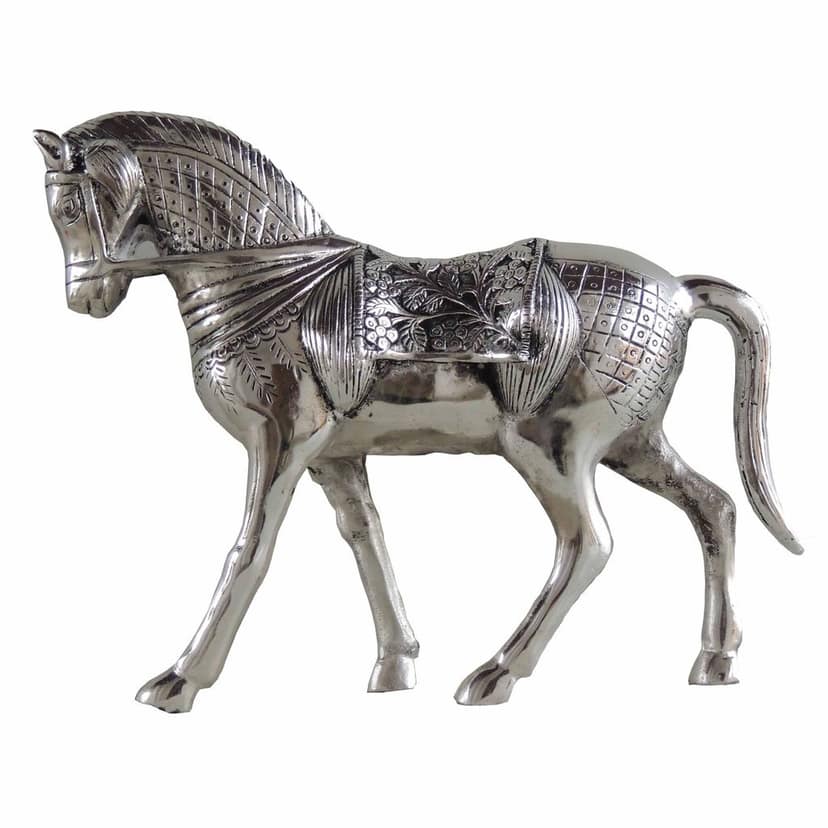 Silver Finish Aluminium Horse Showpiece For Elegant Home Decor, Height : 10.2 Inch (ASMAS212 S) view 2
