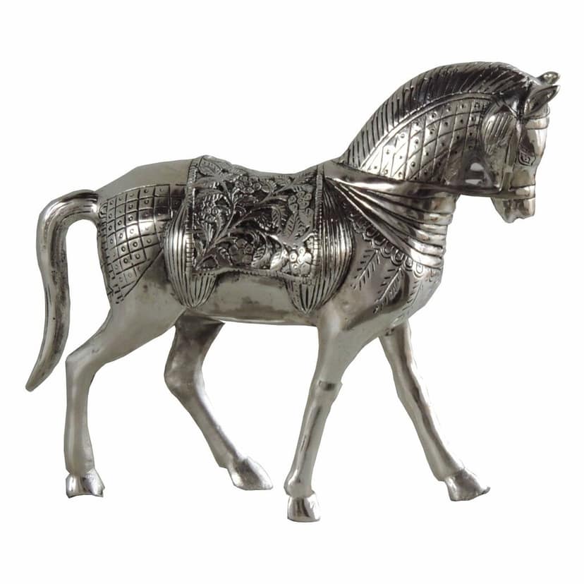 Silver Finish Aluminium Horse Showpiece For Elegant Home Decor, Height : 10.2 Inch (ASMAS212 S) view 3