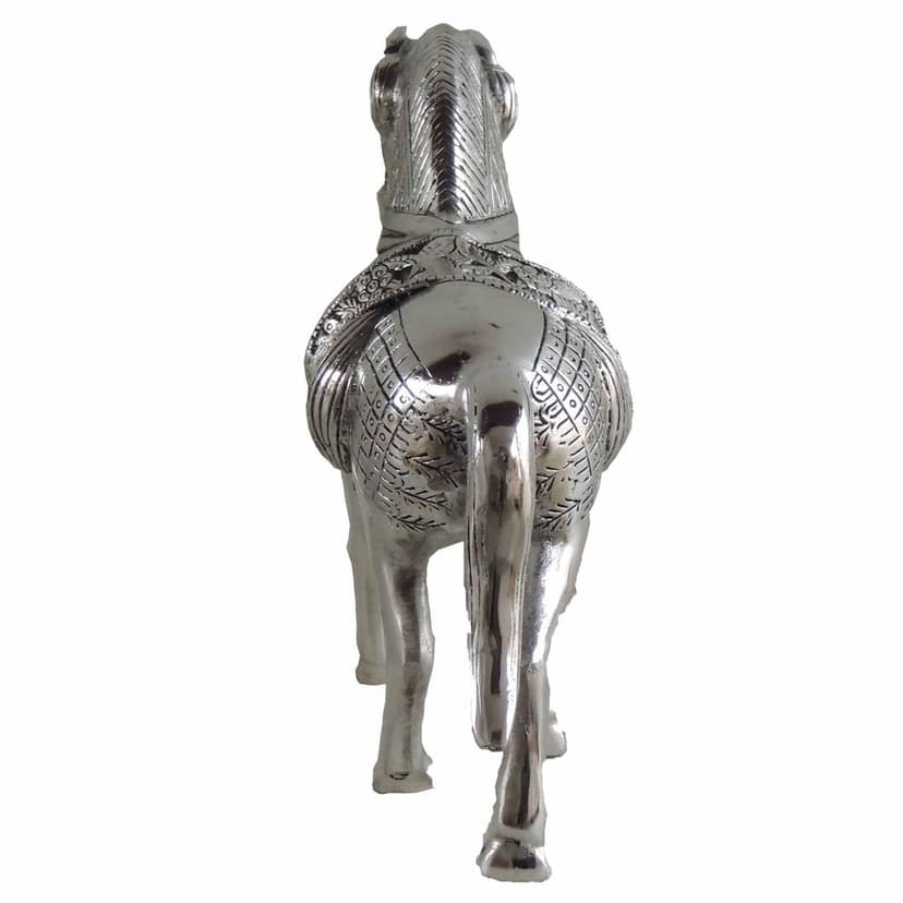 Silver Finish Aluminium Horse Showpiece For Elegant Home Decor, Height : 10.2 Inch (ASMAS212 S) view 4