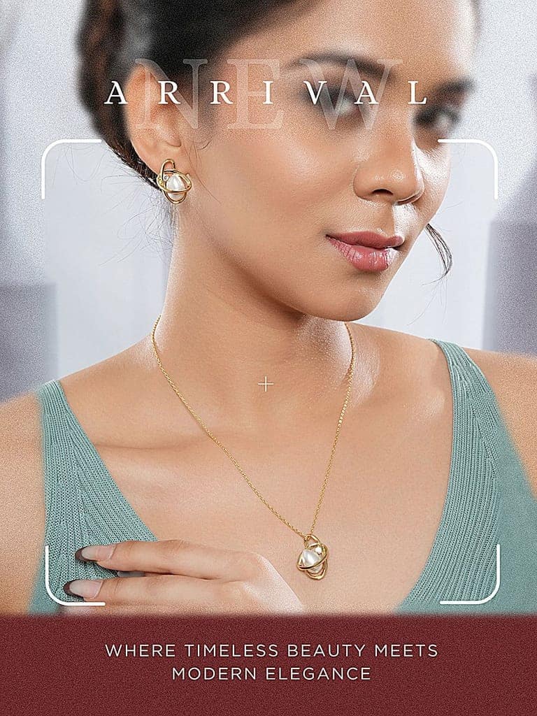 Elegant Pearl Pendant with Modern Gold-Tone Design view 3