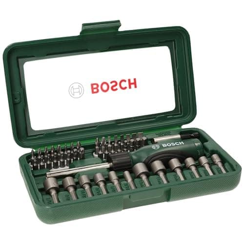 BOSCH 46-Piece Screwdriver Bit Set, 46 Pieces - 32 Screwdriver Bits, Nut-setters in 12 Sizes, Magnetic Universal Holder, Rachet Screwdriver, Green, Hard Case view 2
