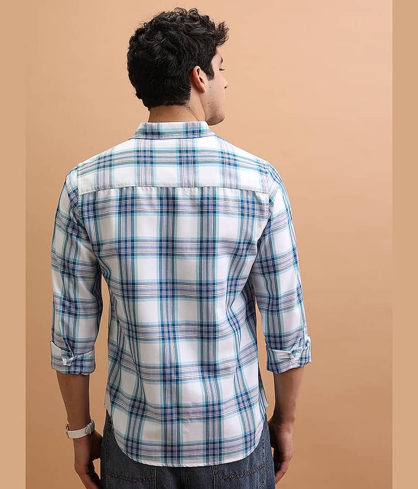 Highlander Cotton Blend Slim Fit Checks Full Sleeves Men's Casual Shirt - Multicolor ( Pack of 1 ) view 3
