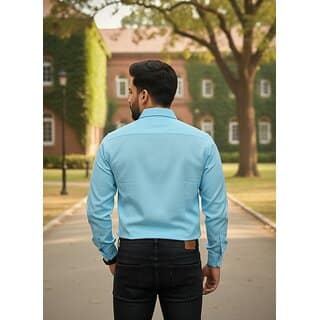 Casualbud Black Men's Linen Regular Fit Shirt view 2