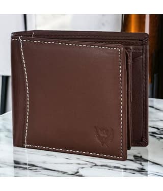 Lorenz Brown 100% Leather Men's RFID Wallet ( Pack of 1 )