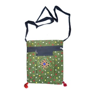 Tribes India Cotton & Sponge Green Purse