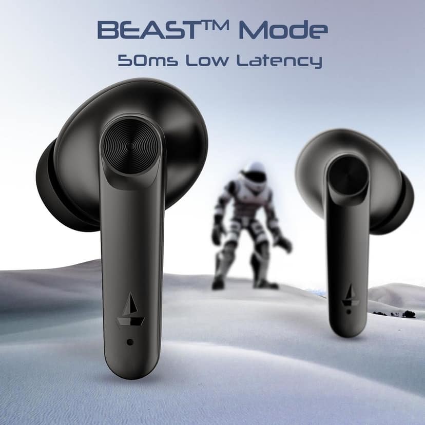 Boat Airdopes 200 Plus Truly Wireless in Ear Ear Buds w/ 100 Hours Playback, Quad Mics ENx Tech, 13mm Drivers, Beast Mode(50ms Low Latency), ASAP Charge(5 Min=60 Min), IWP Tech, BT v5.3(Carbon Black) view 5
