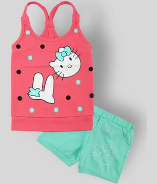 CATCUB - Pink Cotton Top & Shorts For Baby Girl ( Pack of 1 )