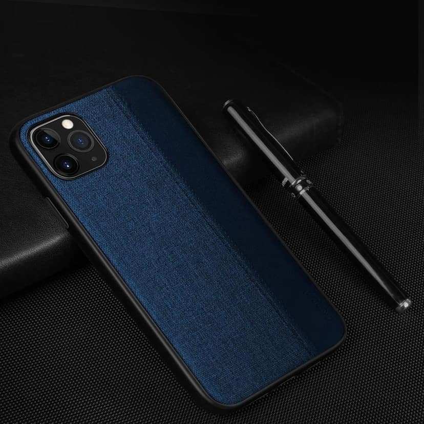 Memumi Premium Series Canvas/Leather Back Cover for Apple iPhone 11 Max Pro Shockproof-Blue (6.5") view 6
