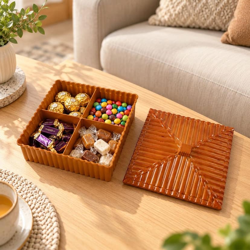 Multipurpose Dry Fruit & Snack Storage Box with Ribbed Lid (4 Compartment) view 2