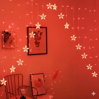 GLOWSERIE LED Hanging Star Shape Fairy Curtain Lights for Wall, Window & Room Decor – Perfect for Birthday, Christmas & Romantic Ambience