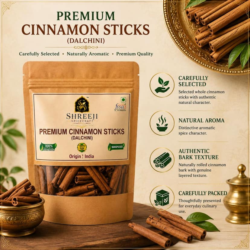 Shreeji Spicecraft Whole Cinnamon Sticks Raw Dalchini (500grams)for Cooking Tea and Baking Natural Aromatic Spices Whole Bark view 5